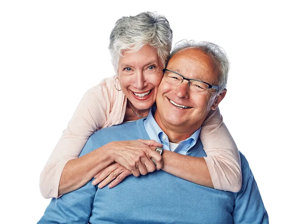 senior couple hug smile and happy together against a studio white background senior couple hug smile and happy together against a studio white background